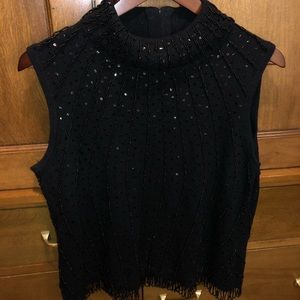 Black beaded sleeveless top